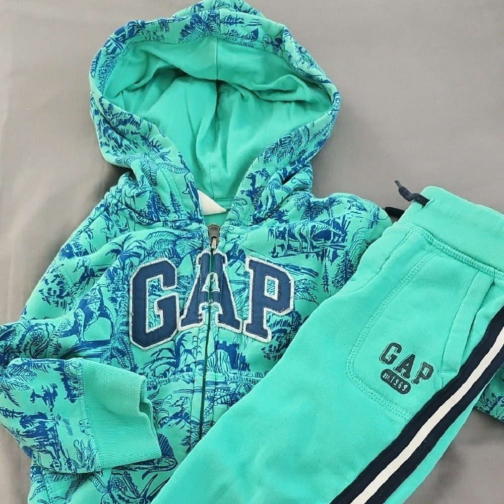 GAP Baby Kids Boys Teal Joggers and Hoodie Set